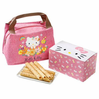 【Hello Kitty】芝麻蛋捲禮盒-花漾禮盒(粉)