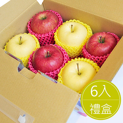 金紅招財蘋果禮盒(金星3入+蜜蘋果3入)