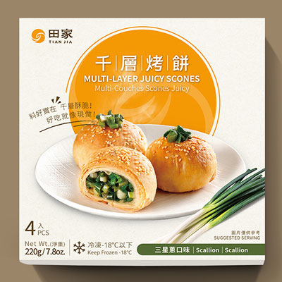 【田家拉餅】千層三星蔥烤餅(220g/4入裝/盒)