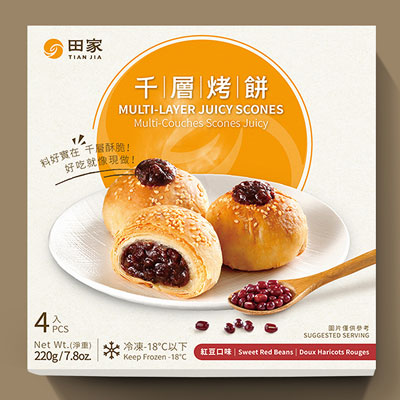 田家拉餅 千層紅豆烤餅(220g/4入裝/盒)